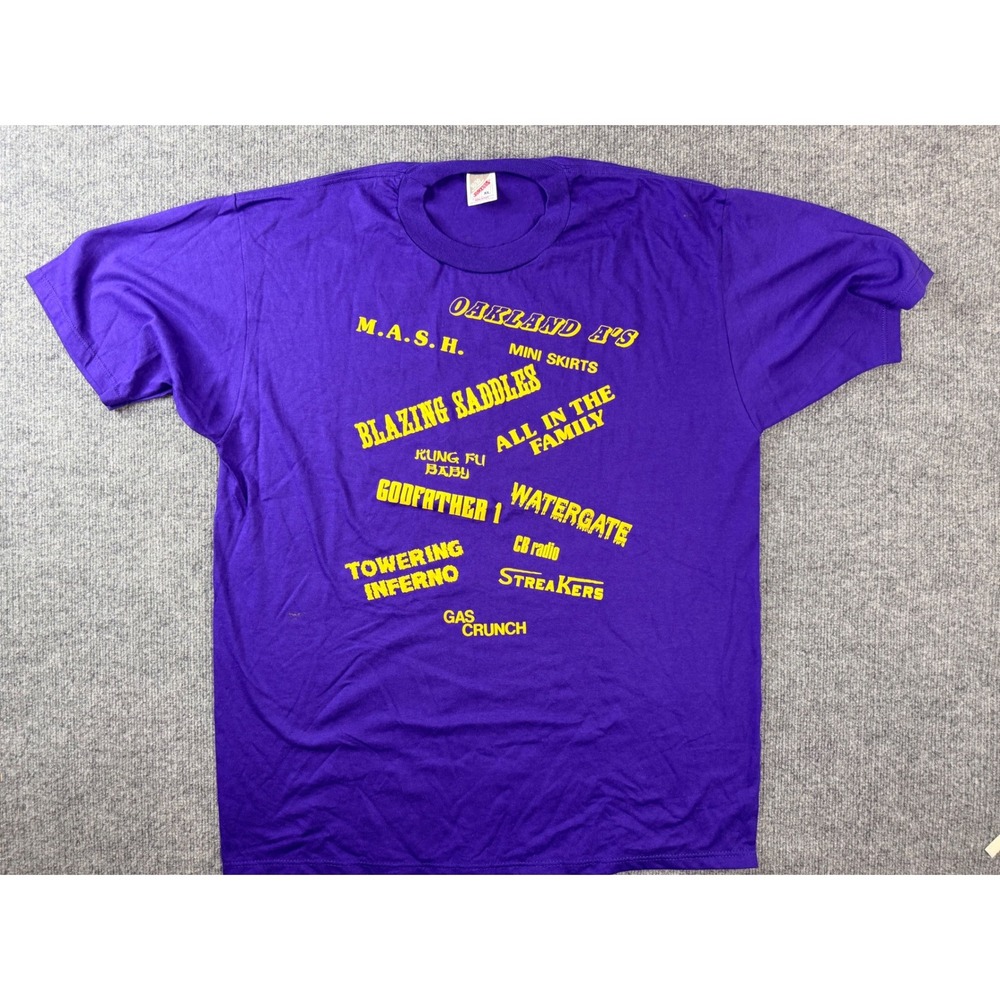 Vintage 70s Jerzees Class of‎ 1974 T-Shirt XL Purple Oakland As Made in USA